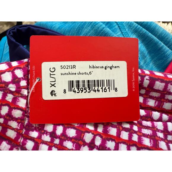 SPANX Sunshine Shorts, Pink Hibiscus Gingham, Size XL - NEW! - Picture 3 of 6